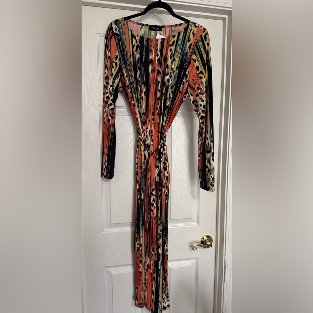 Elegant Multicolor Long Sleeve Dress